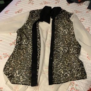 White with leopard blouse